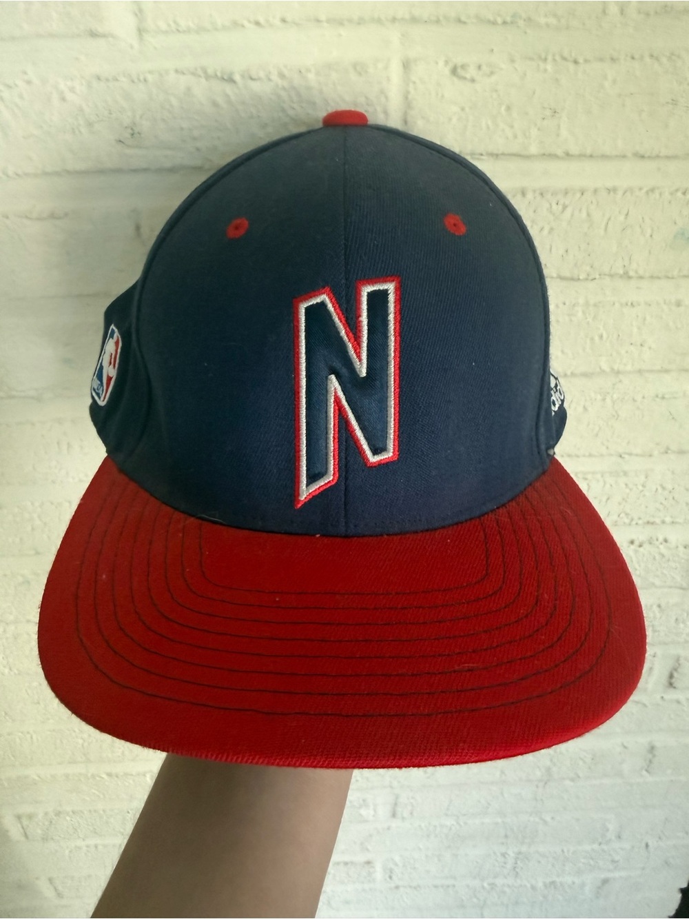 NBA Kids Navy and Red Snapback Hat with 'N' Embroidered Logo